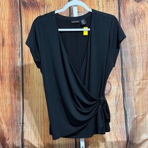 Tahari Wrap Blouse Size XL Black